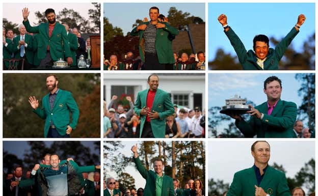 Montaje con los últimos nueve ganadores en Augusta.  Reuters
