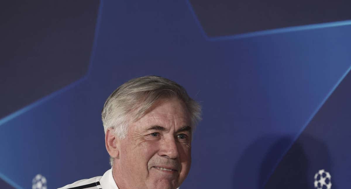 Ancelotti, en la rueda de prensa previa al Real Madrid - Chelsea./EFE