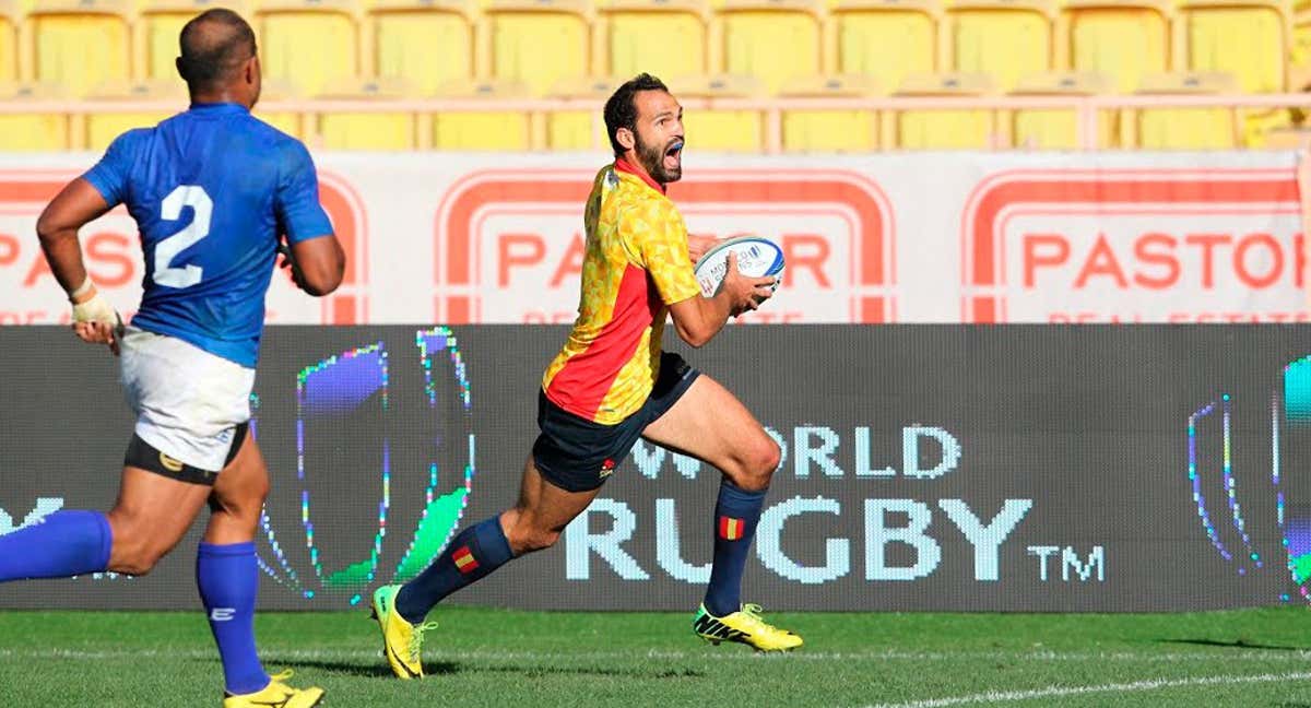 Iggy Martín en el ensayo de la victoria ante Samoa en Mónaco 2016. /Ferugby