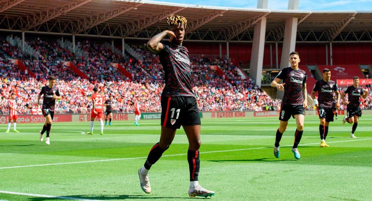 Nico Williams celebra su gol, tras un error de Fernando. /Athletic Club