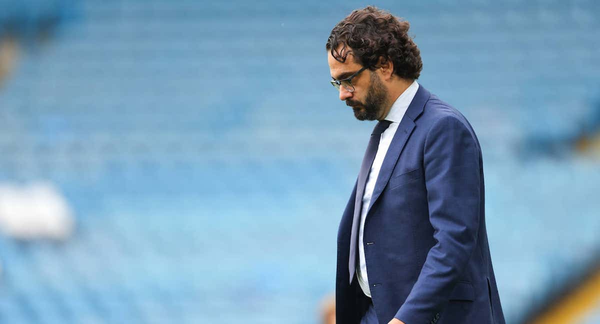 Víctor Orta, antes de un partido del Leeds. /GETTY