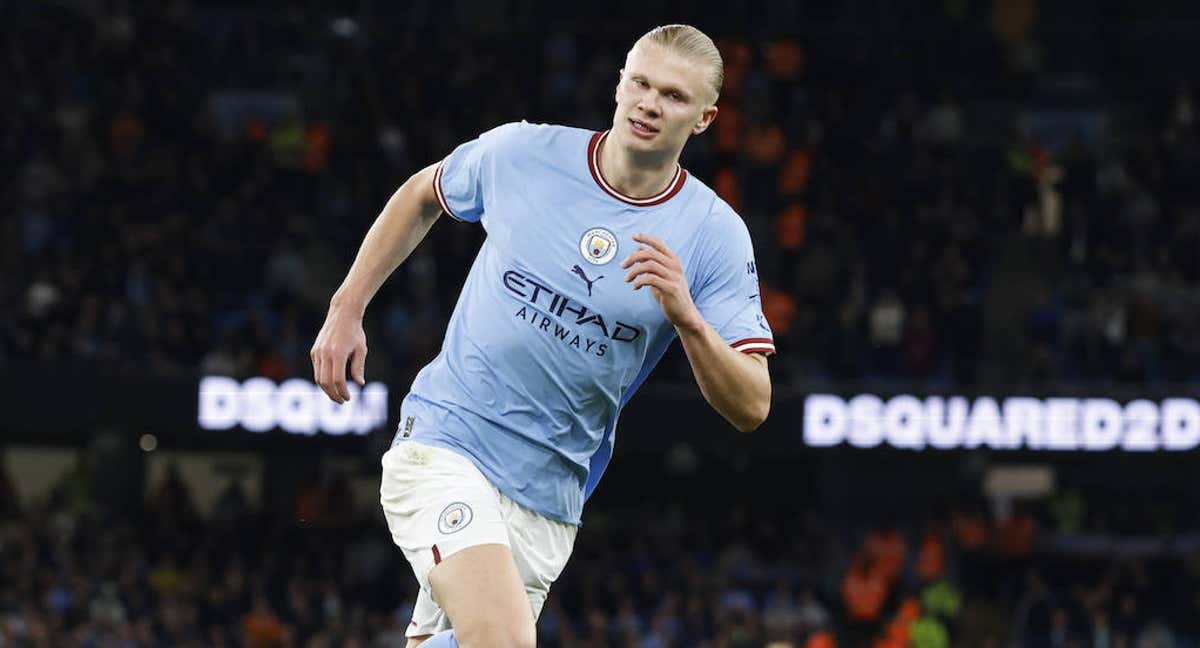 Erling Haaland, delantero del Manchester City./Getty Images