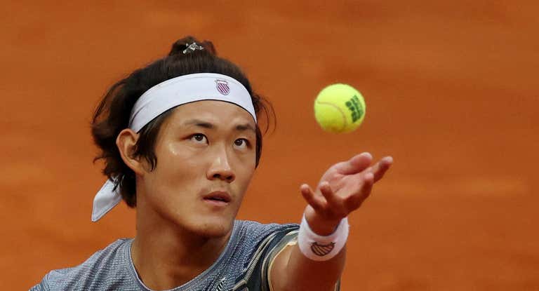 Zhang Zhizhen, durante su partido ante Taylor Fritz en la Caja Mágica.
