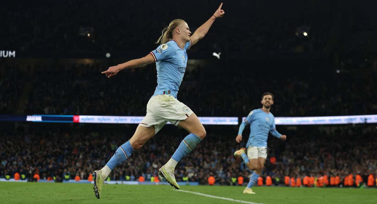 Erling Haaland en el partido contra el Arsenal de Premier. /REUTERS/PHIL NOBLE