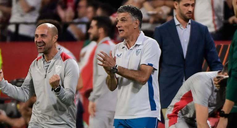 José Luis Mendilibar, en un partido de la Europa League.