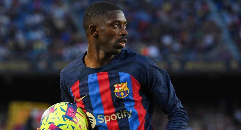 Dembélé en su último partido en el Camp Nou.