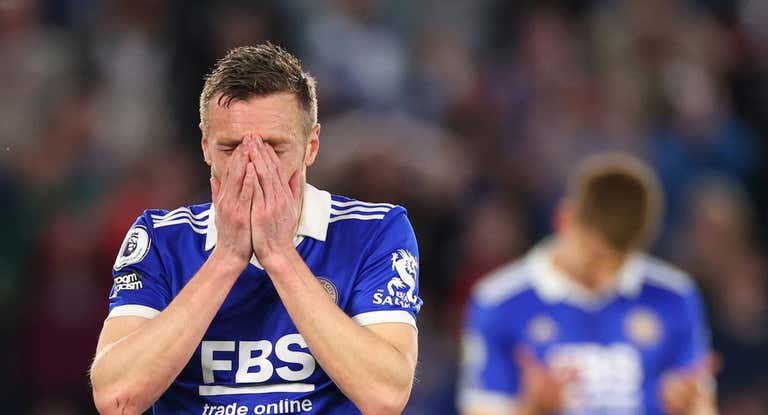Jamie Vardy se lamenta durante un partido.