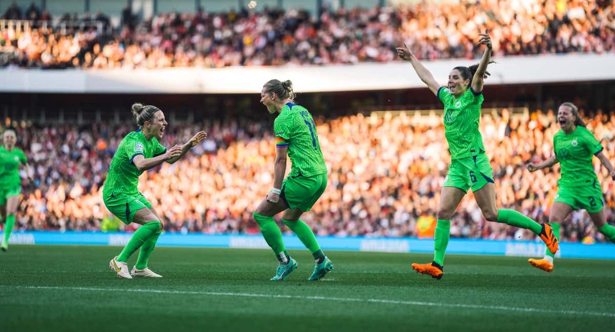 El Wolfsburgo celebrando un gol contra el Arsenal. /WOLFSBURG FRAUEN