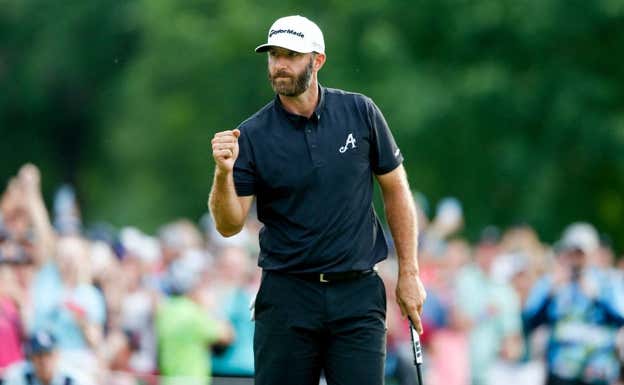 Dustin Johnson celebra una victoria reciente.  AFP