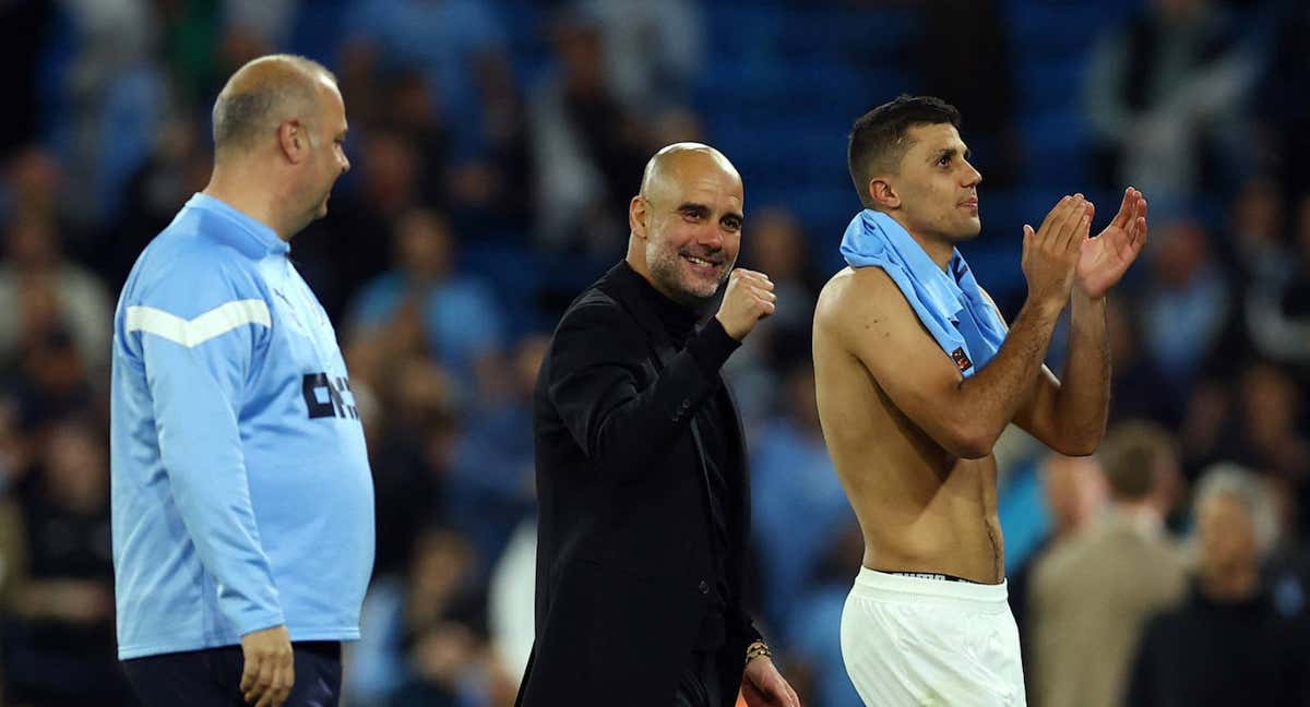 Guardiola celebra el pase a la final de la Champions./REUTERS