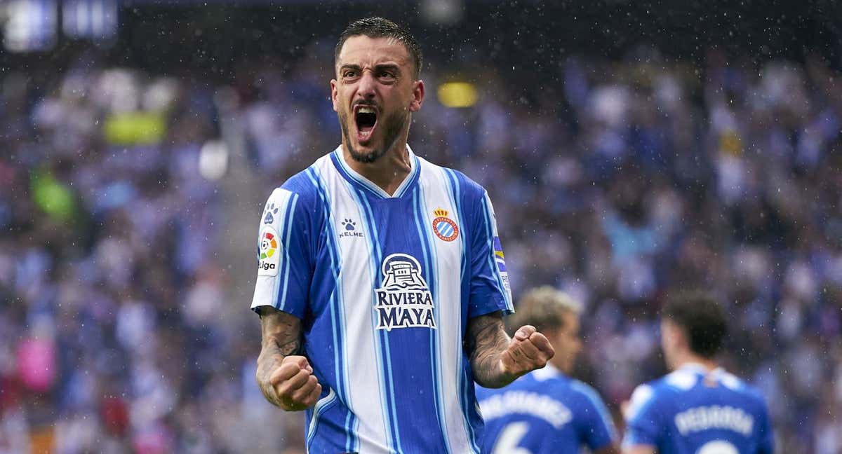 Joselu celebra un gol con el Espanyol. /GETTY