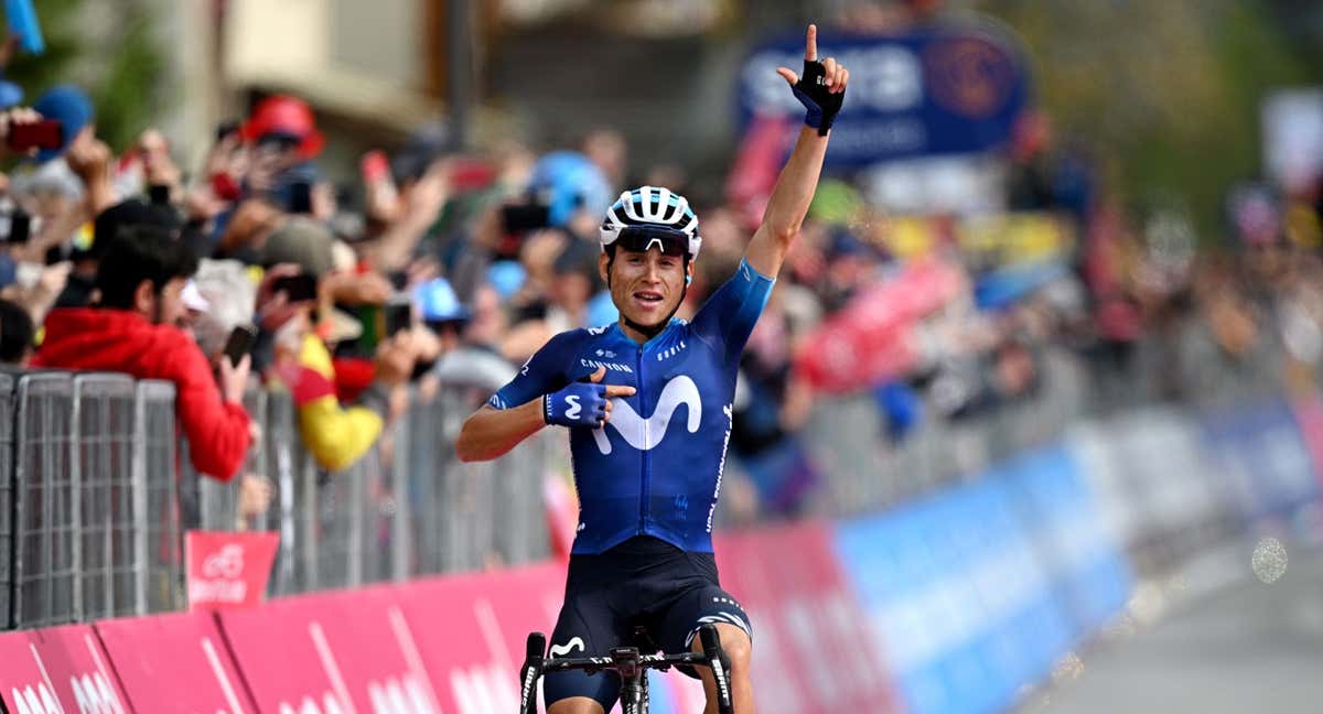 Einer Rubio, ganador de etapa en Crans Montana. /MOVISTAR TEAM / @GETTYSPORT