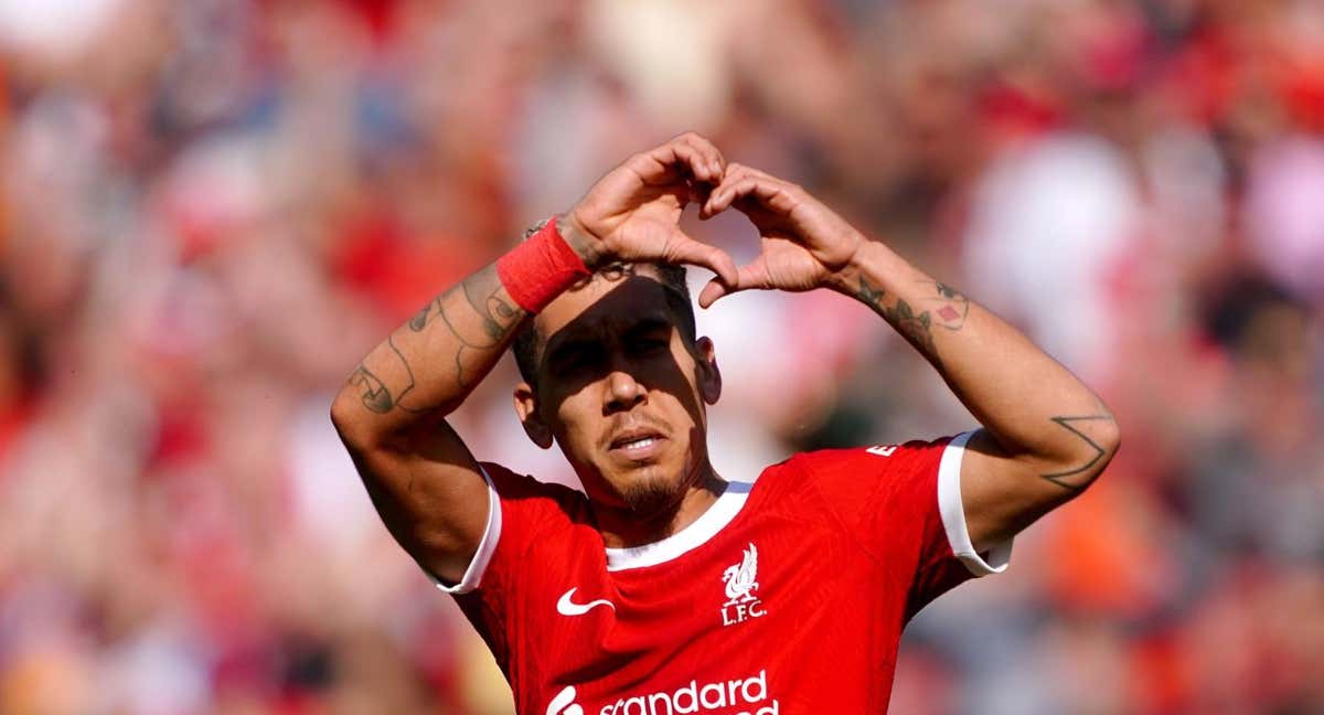 Firmino celebra su último gol en Anfield. /EP