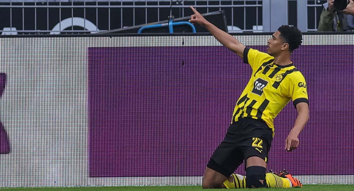 Bellingham celebra un gol en Liga con el Borussia Dortmund. /EFE