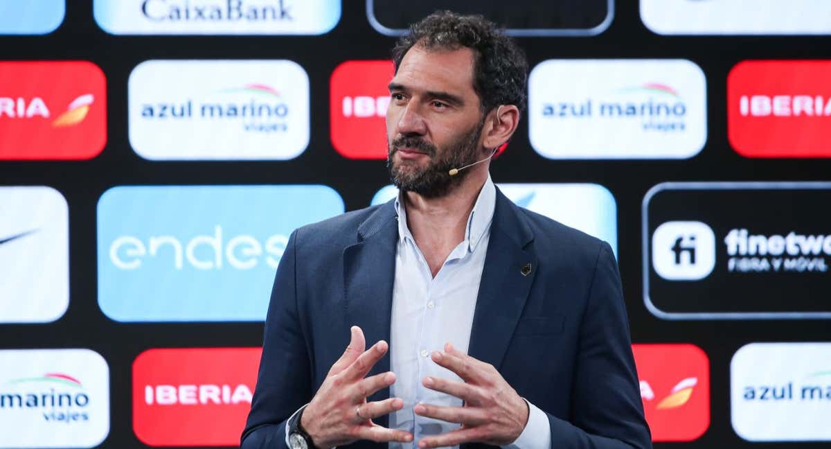 Jorge Garbajosa en la presentación de la Selección española./AFP