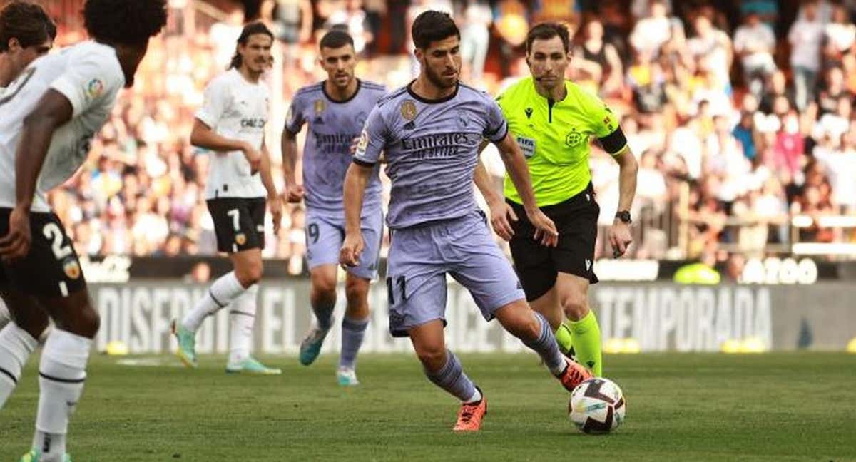 Marco Asensio, en el último partido del Real Madrid ante el Valencia. /AFP