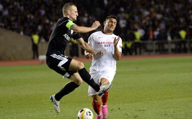 Rony Lopes jugando la Europa League con el Sevilla.  AFP