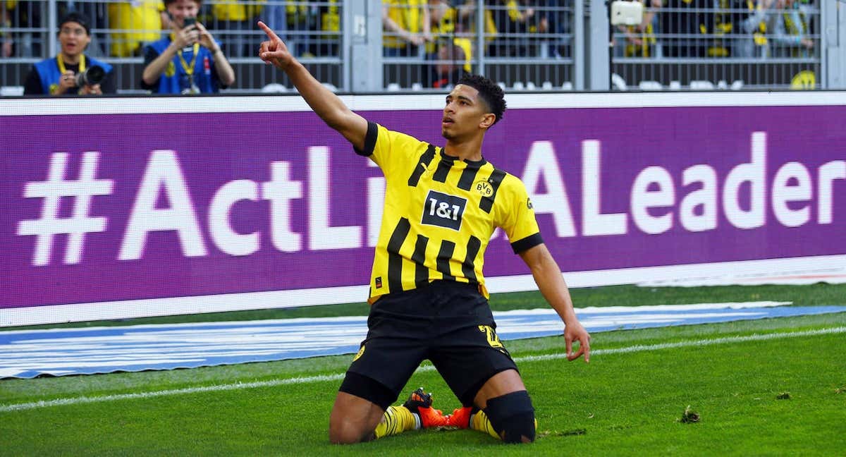 Jude Bellingham celebra un gol con el Borussia Dortmund.