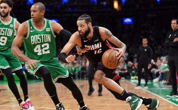 Caleb Martin durante el séptimo partido de las Finales del Este. Reuters