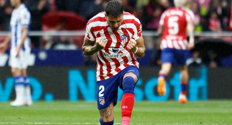 Giménez, durante un partido del Atlético de Madrid.