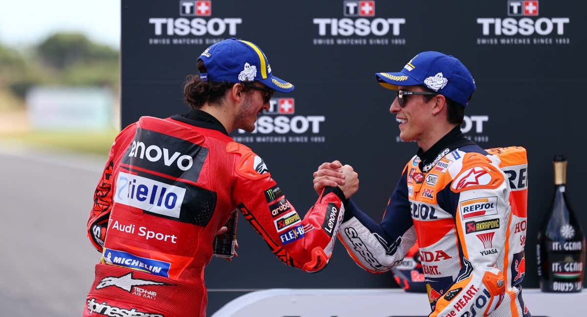 Pecco Bagnaia y Marc Márquez, en el GP de Portugal 2023 de MotoGP. /EFE