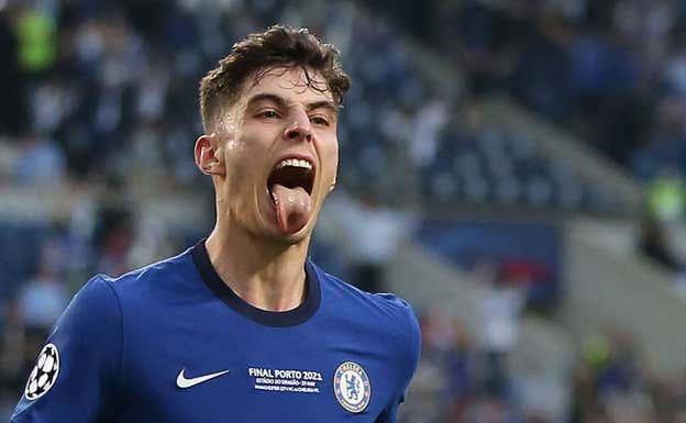 Havertz celebra su gol en la final de la Champions. AFP
