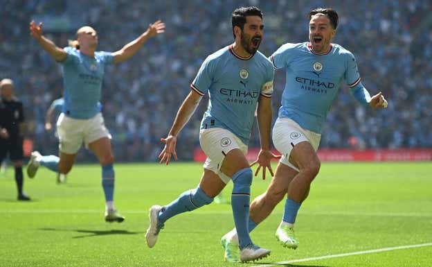 Ilkay Gündogan celebra su gol en Wembley. AFP