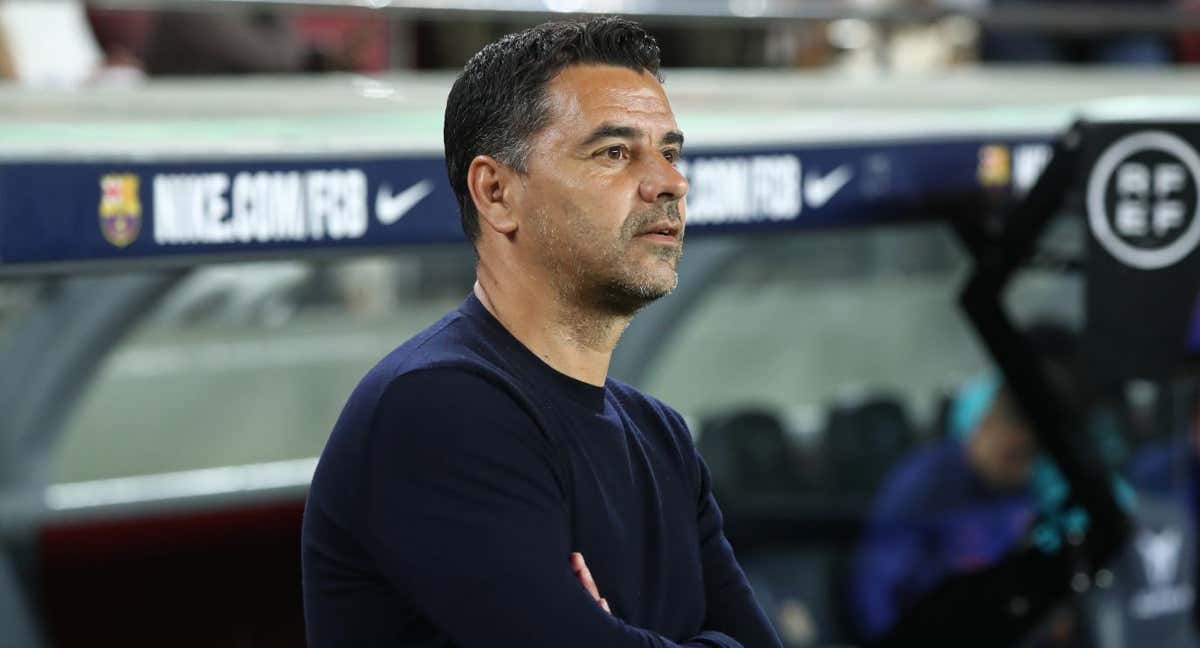 Míchel durante el partido del Girona en el Camp Nou.