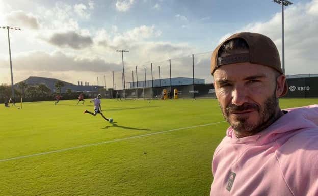 Beckham durante un entrenamiento del segundo equipo de Inter Miami.@davidbeckham