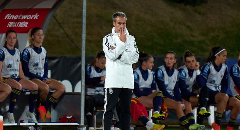 Jorge Vilda, durante el partido ante Ucrania de septiembre.