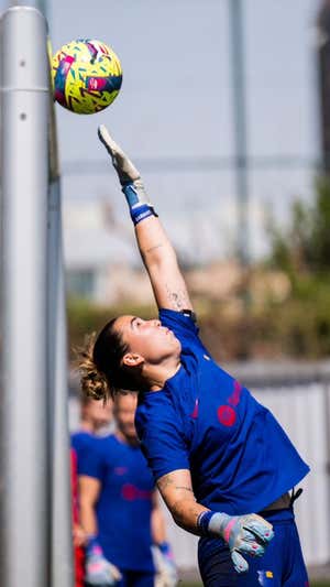 Cata durante un entrenamiento.  FCB