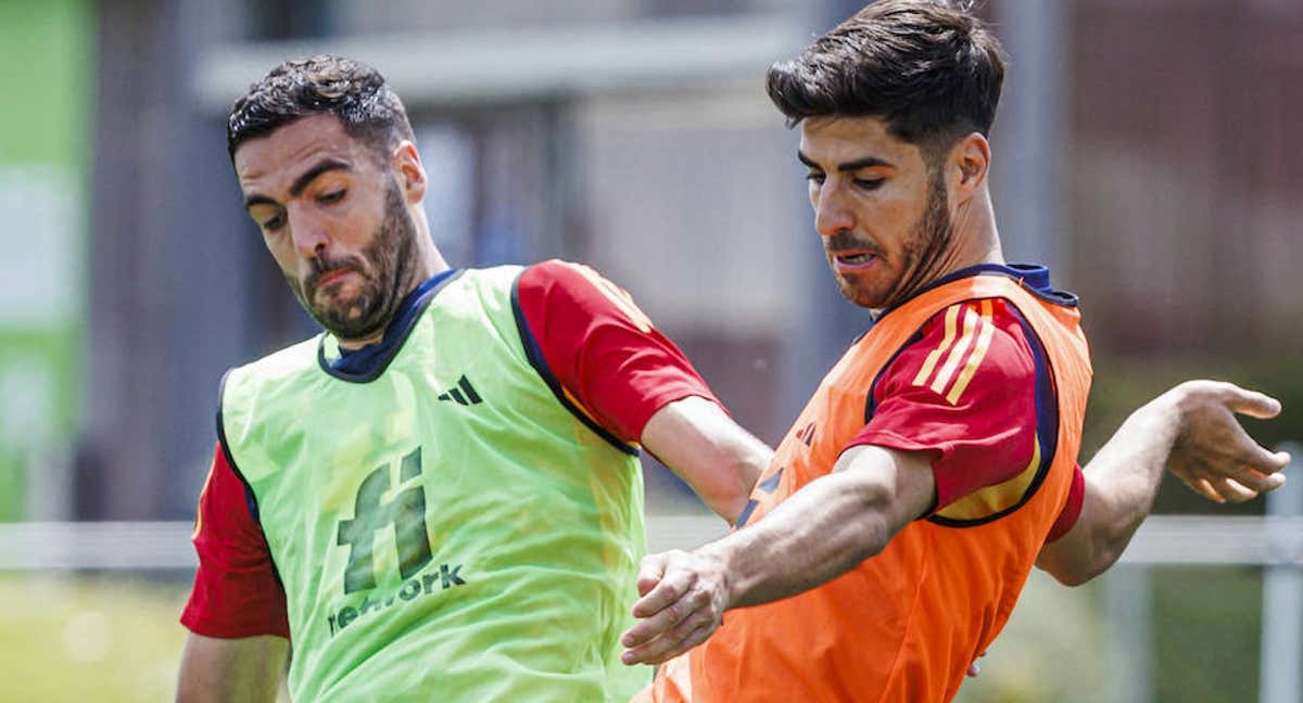 Merino y Asensio, en un entrenamiento./RFEF