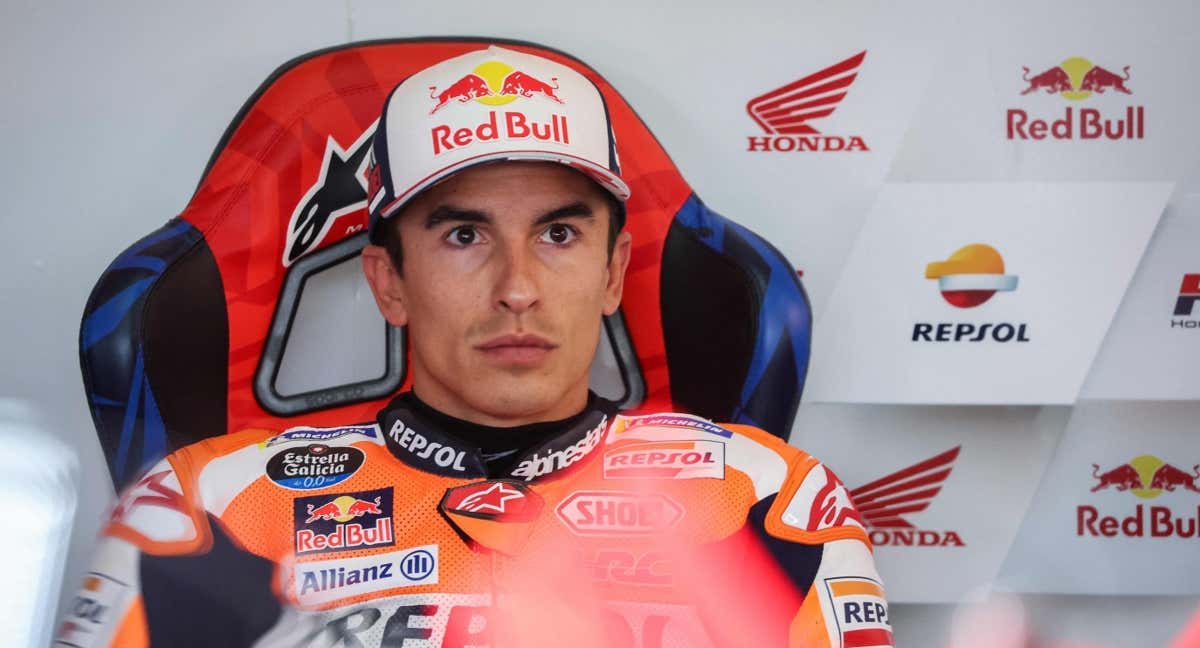 Marc Márquez, con gesto serio, en el GP de Alemania en Sachsenring. /AFP