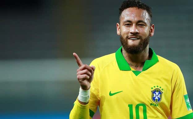 Neymar durante un partido con Brasil.