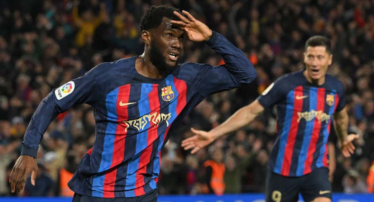 Kessie celebra su gol ante el Real Madrid.