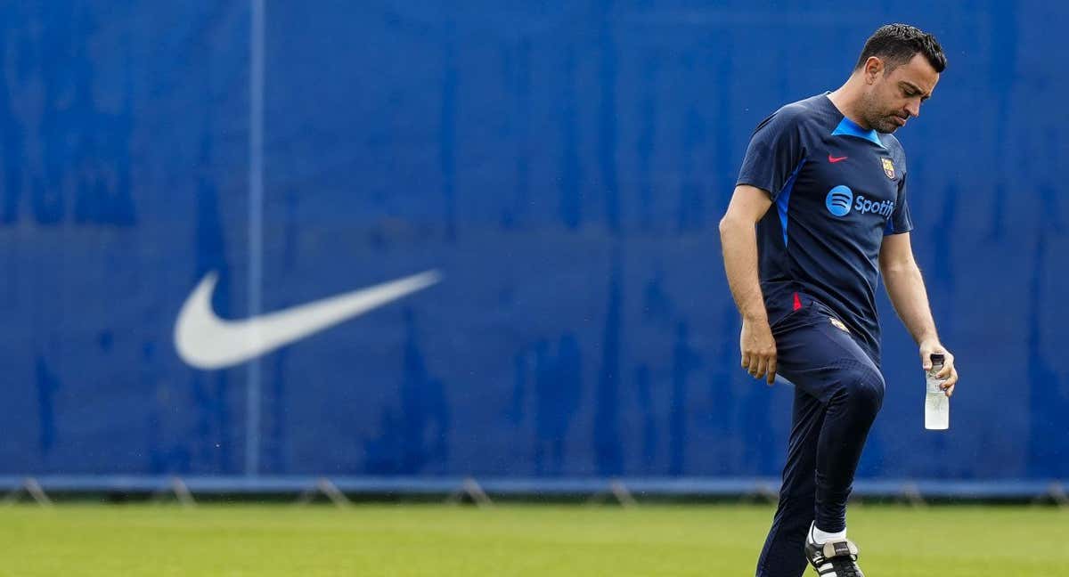 Xavi, en un entrenamiento del Barça.