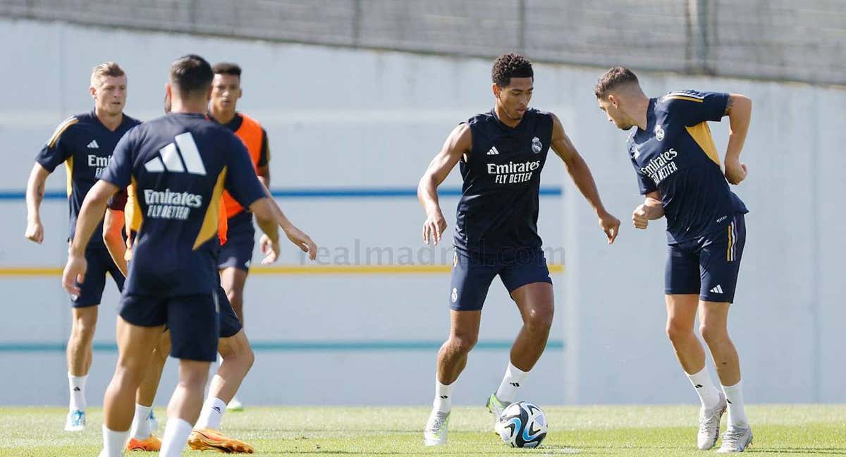 Bellingham, en el entrenamiento de este lunes.