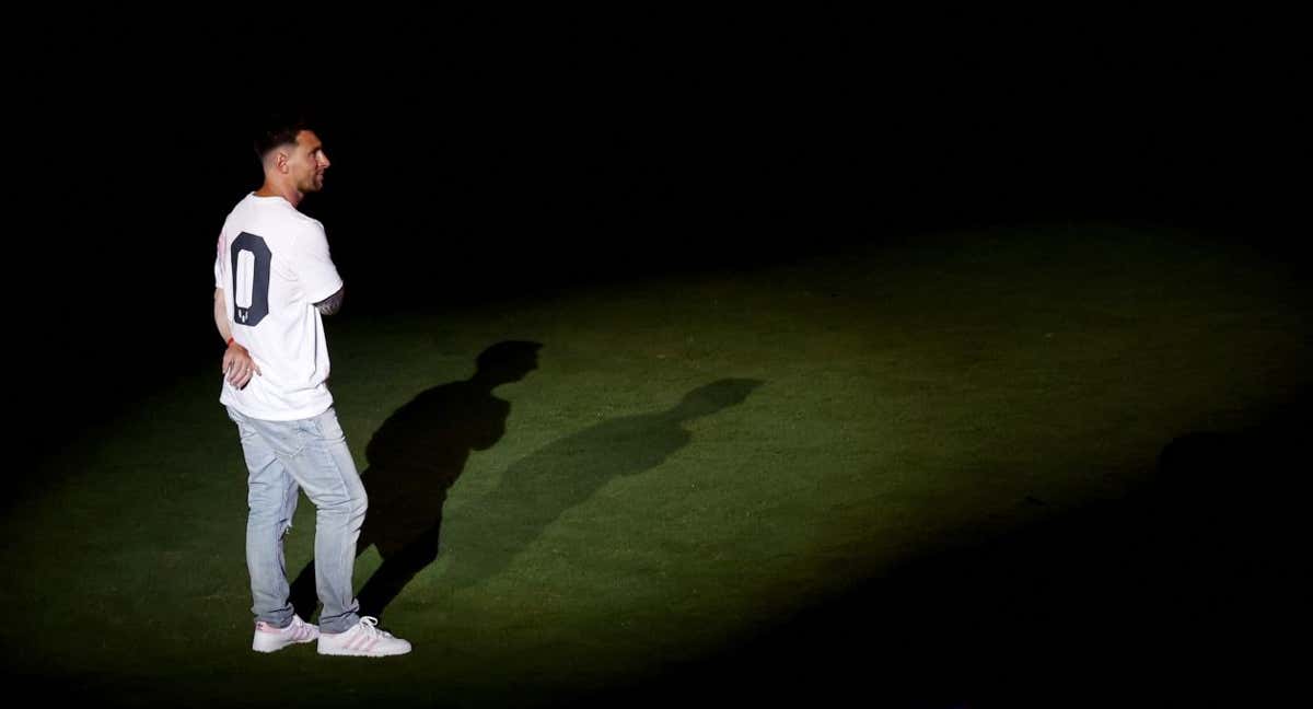 Leo Messi en la presentacion con el Inter de Miami./AFP