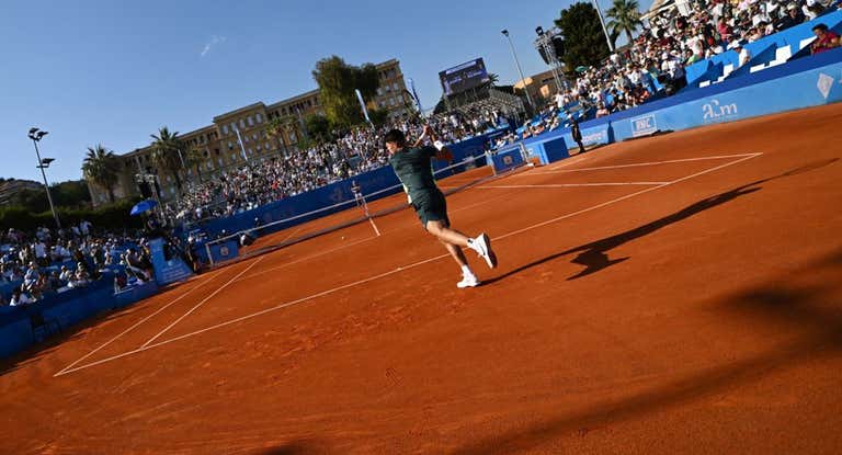 Carlos Alcaraz, durante el partido ante Goffin en la Hopman Cup