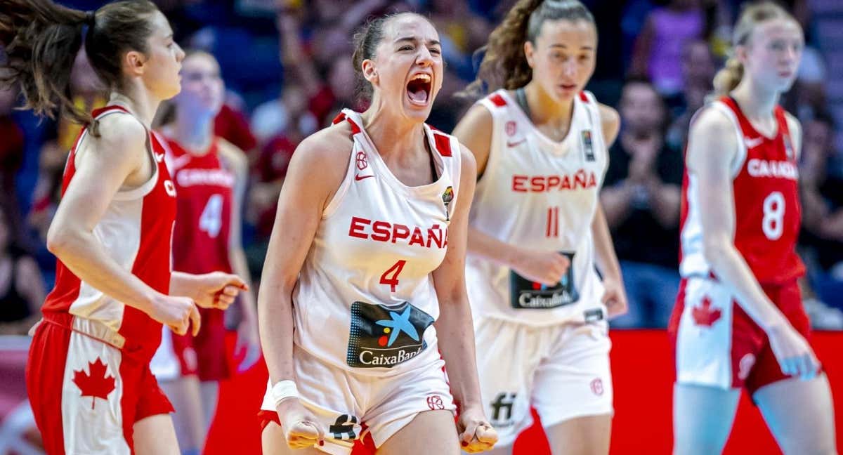 Iyana Martín celebra el triunfo ante Canadá./FEB