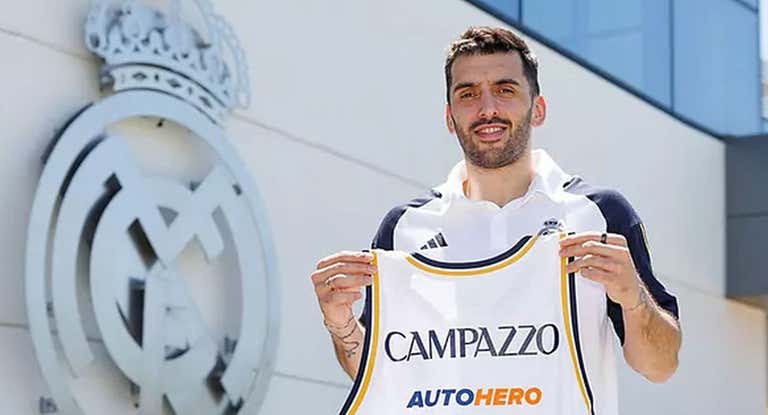 Facundo Campazzo en su presentación con el Real Madrid.