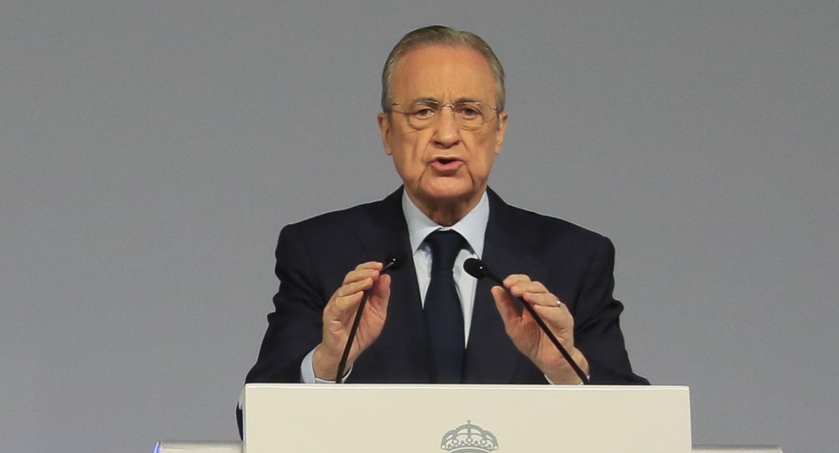 Florentino Pérez, durante una asamblea con el Real Madrid.