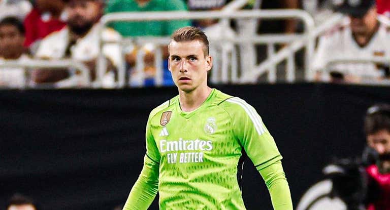 Lunin, en el partido contra el United.