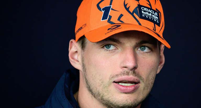 Max Verstappen antes de la rueda de prensa del GP de Bélgica.