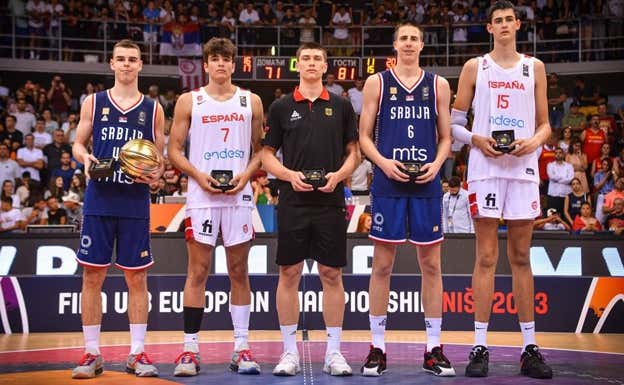 Hugo González (7) y Aday Mara (15), incluidos en el mejor quinteto del Europeo Sub-18.  FIBA