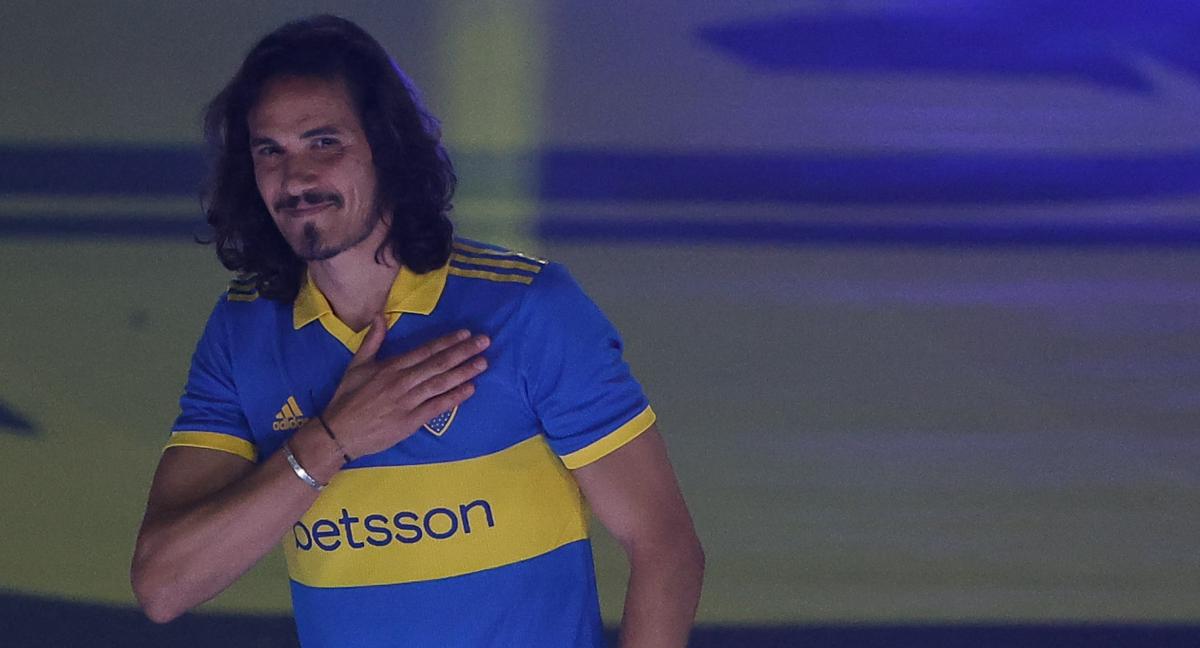 Edinson Cavani, en su presentación como jugador de Boca.