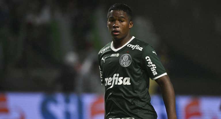 Endrick en uno de sus últimos partidos con el Palmeiras.