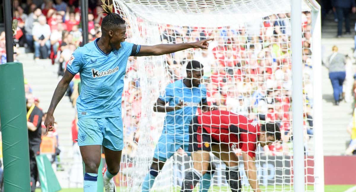 Nico Williams celebra su gol ante el Manchester United./Athletic Club