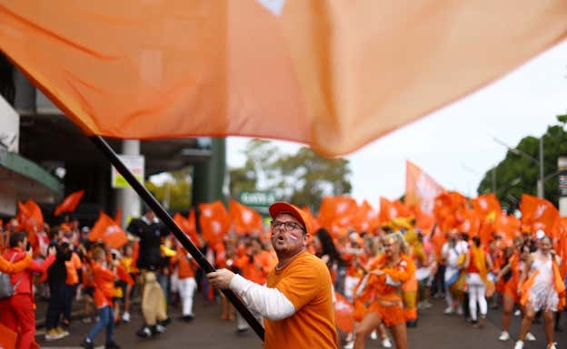 Seguidores de Paises Bajos en la previa de un partido. REUTERS