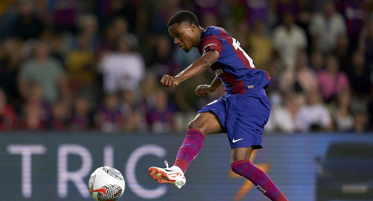 Ansu Fati marcando en el Joan Gamper. /GETTY